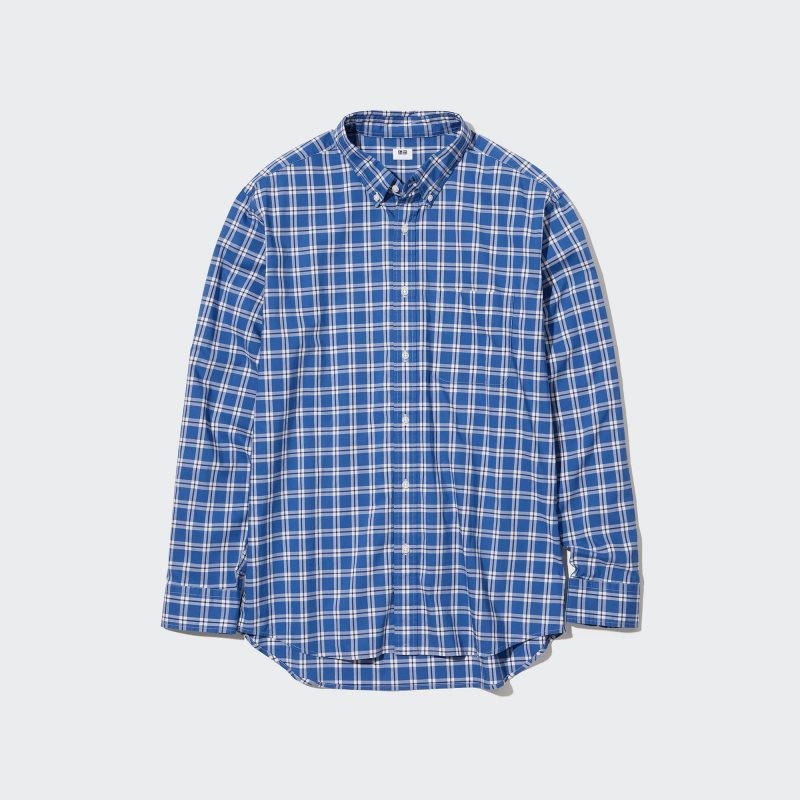 Uniqlo Extra Fine Cotton Broadcloth Long-sleeve Skjorta Herr Blå | 3973005