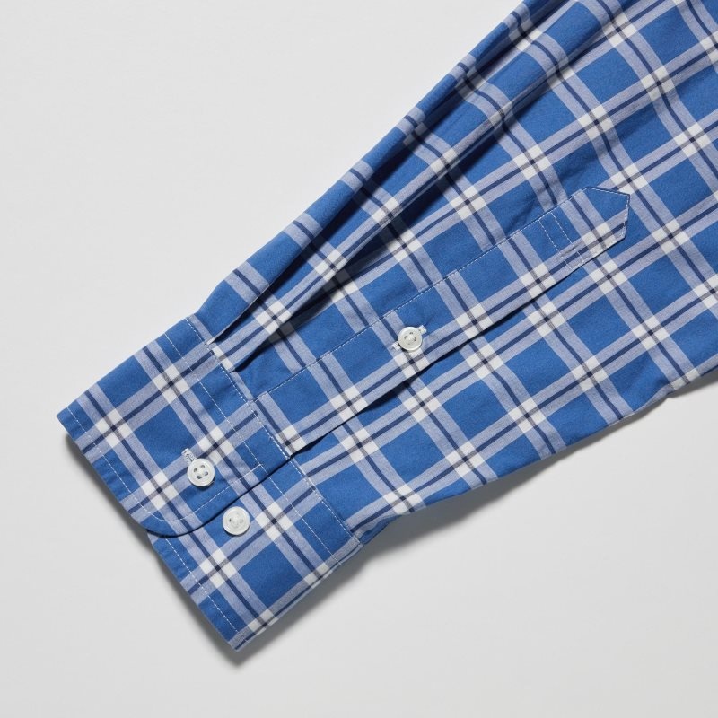 Uniqlo Extra Fine Cotton Broadcloth Long-sleeve Skjorta Herr Blå | 3973005