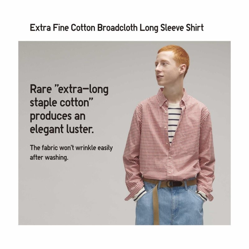 Uniqlo Extra Fine Cotton Broadcloth Long-sleeve Skjorta Herr Blå | 3973005