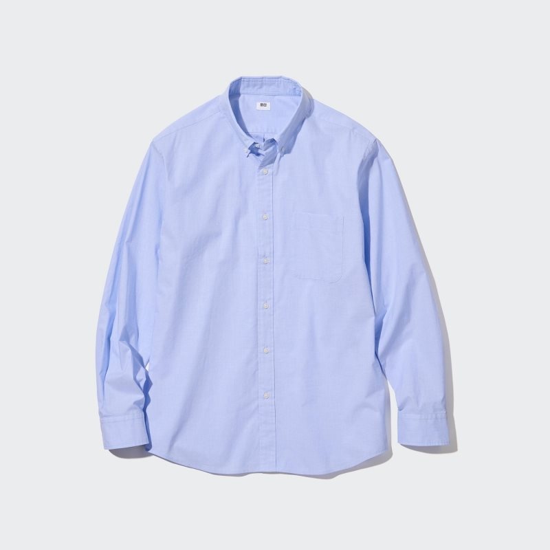 Uniqlo Extra Fine Cotton Broadcloth Long-sleeve Skjorta Herr Blå | 6143010
