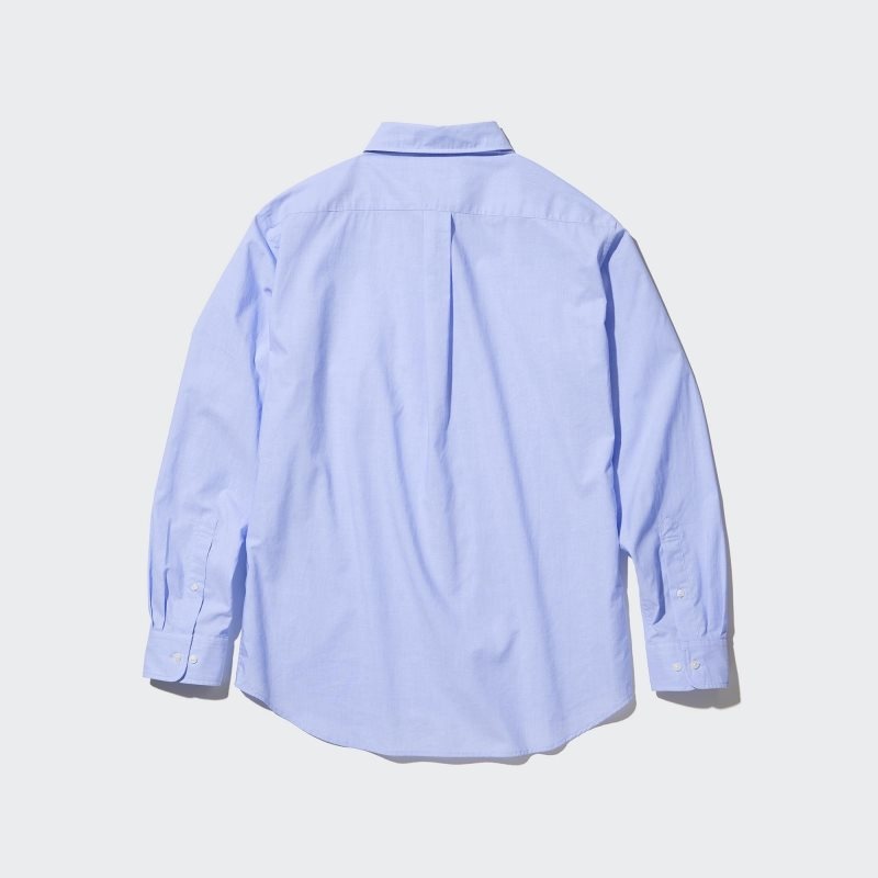 Uniqlo Extra Fine Cotton Broadcloth Long-sleeve Skjorta Herr Blå | 6143010