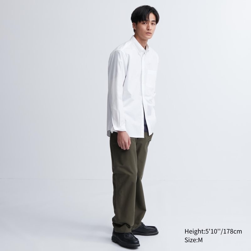 Uniqlo Extra Fine Cotton Broadcloth Long-sleeve Skjorta Herr Vita | 1676016