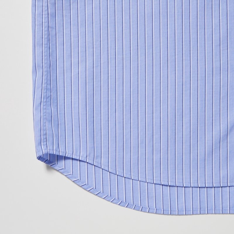 Uniqlo Extra Fine Cotton Broadcloth Striped Long-sleeve Skjorta Herr Blå | 5781818