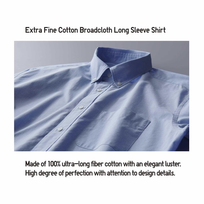 Uniqlo Extra Fine Cotton Broadcloth Striped Long-sleeve Skjorta Herr Blå | 5781818