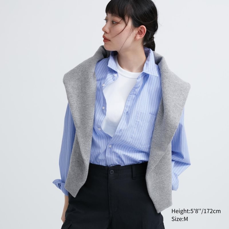 Uniqlo Extra Fine Cotton Broadcloth Striped Long-sleeve Skjorta Herr Blå | 5781818