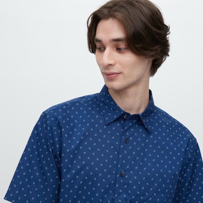 Uniqlo Extra Fine Cotton Short-sleeve Skjorta Herr Grå | 9561133