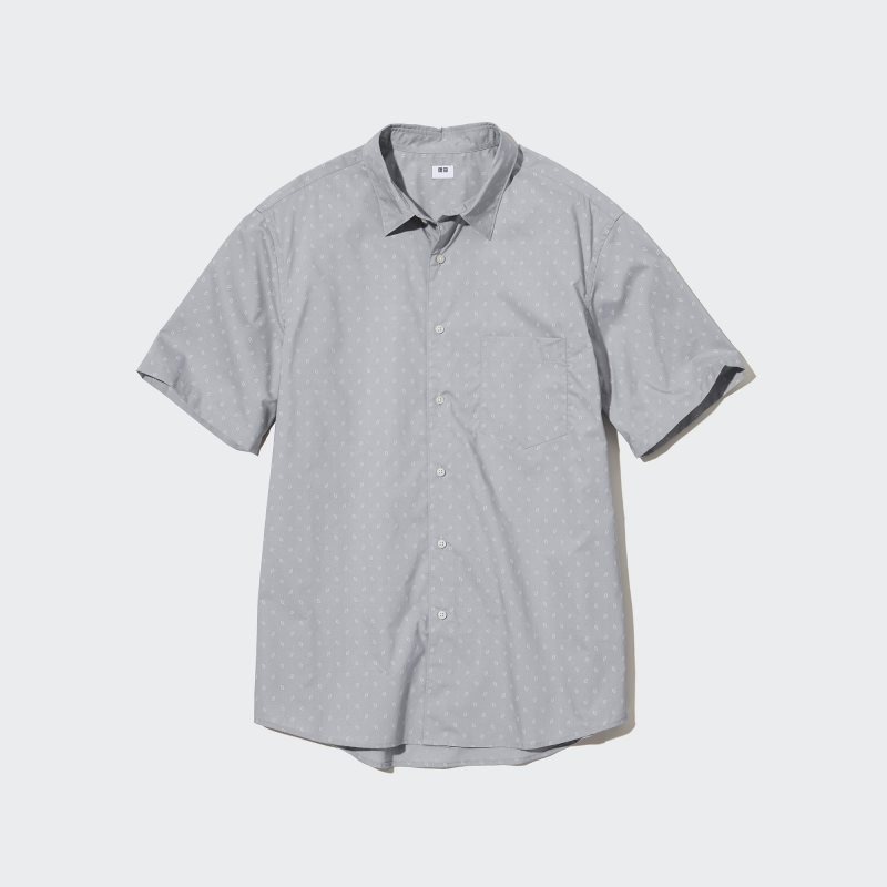 Uniqlo Extra Fine Cotton Short-sleeve Skjorta Herr Grå | 9561133