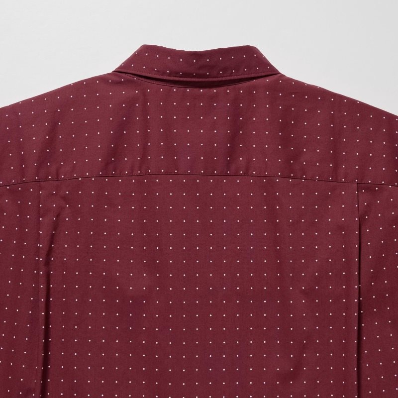 Uniqlo Extra Fine Cotton Short-sleeve Skjorta Herr Vinröda | 8767424