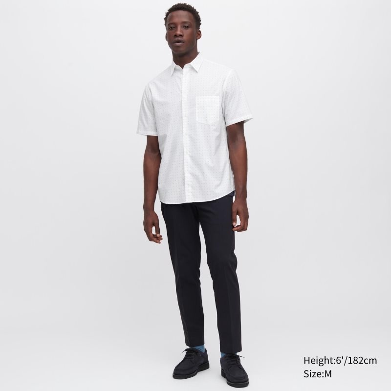 Uniqlo Extra Fine Cotton Short-sleeve Skjorta Herr Vita | 723622