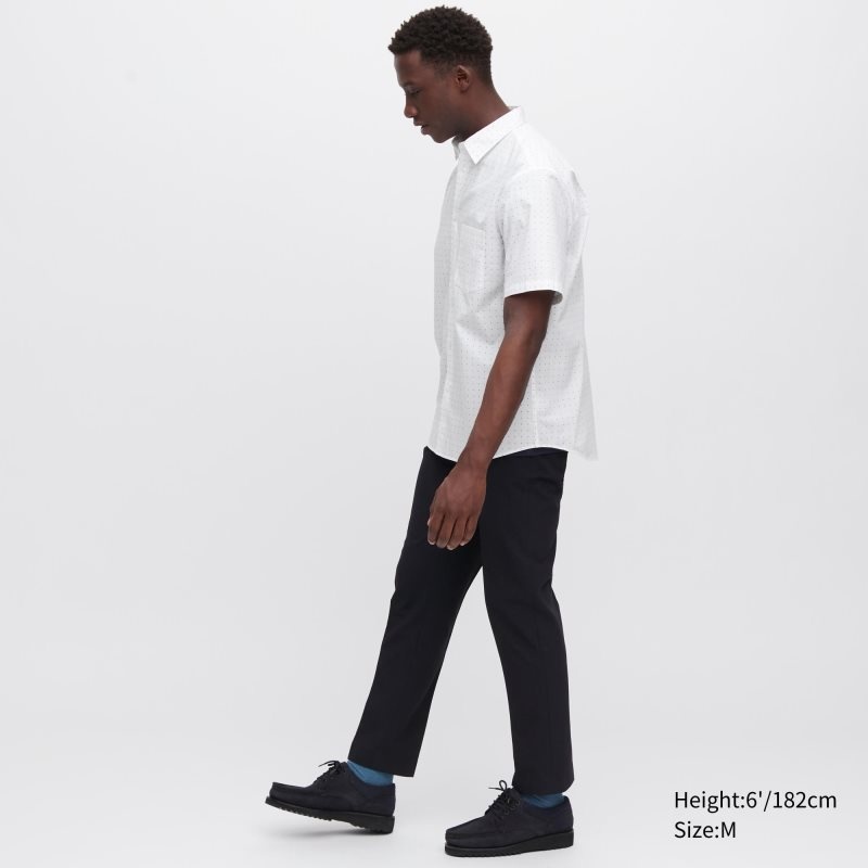 Uniqlo Extra Fine Cotton Short-sleeve Skjorta Herr Vita | 723622