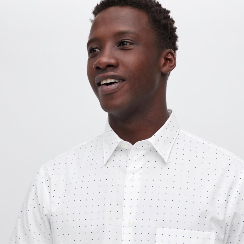 Uniqlo Extra Fine Cotton Short-sleeve Skjorta Herr Vita | 723622