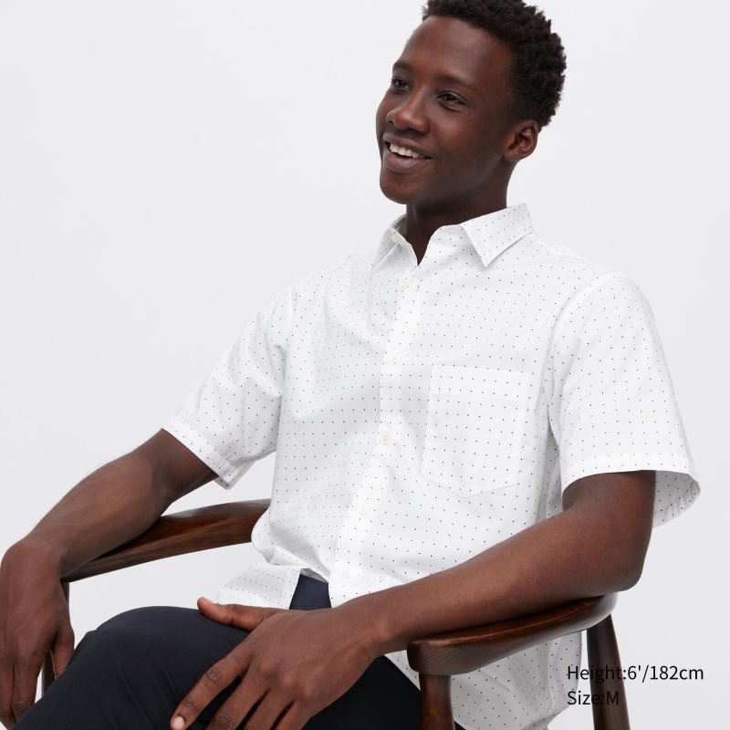 Uniqlo Extra Fine Cotton Short-sleeve Skjorta Herr Vita | 723622