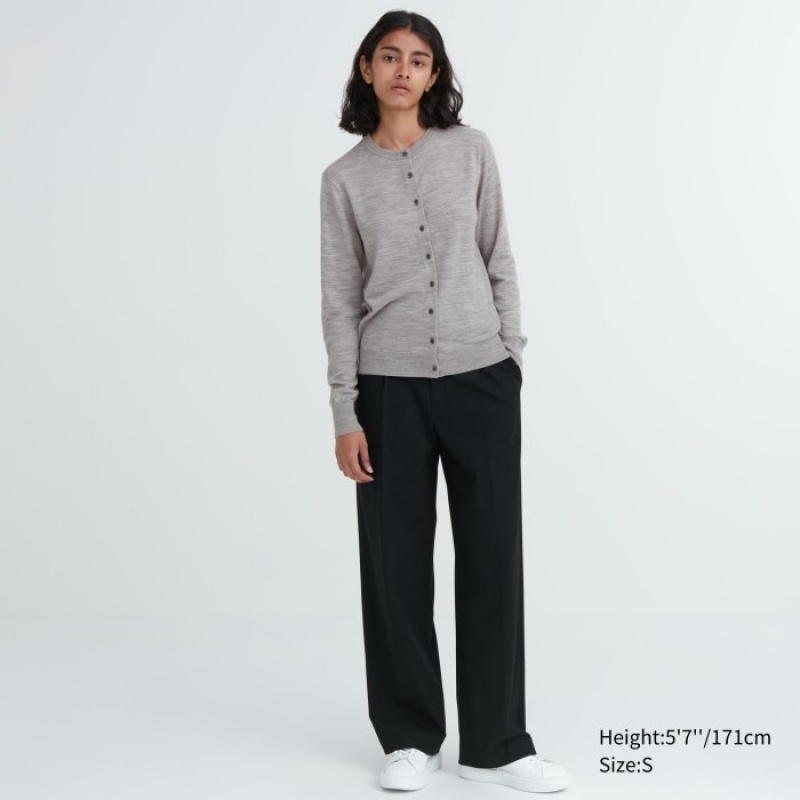Uniqlo Extra Fine Merino Crew Neck Kofta Dam Grå | 5624301