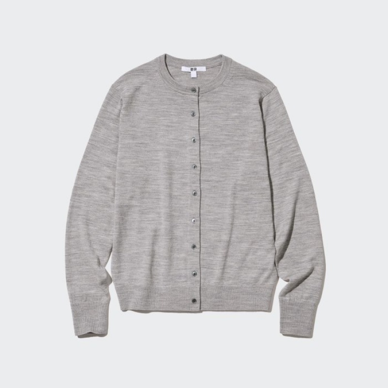 Uniqlo Extra Fine Merino Crew Neck Kofta Dam Grå | 5624301