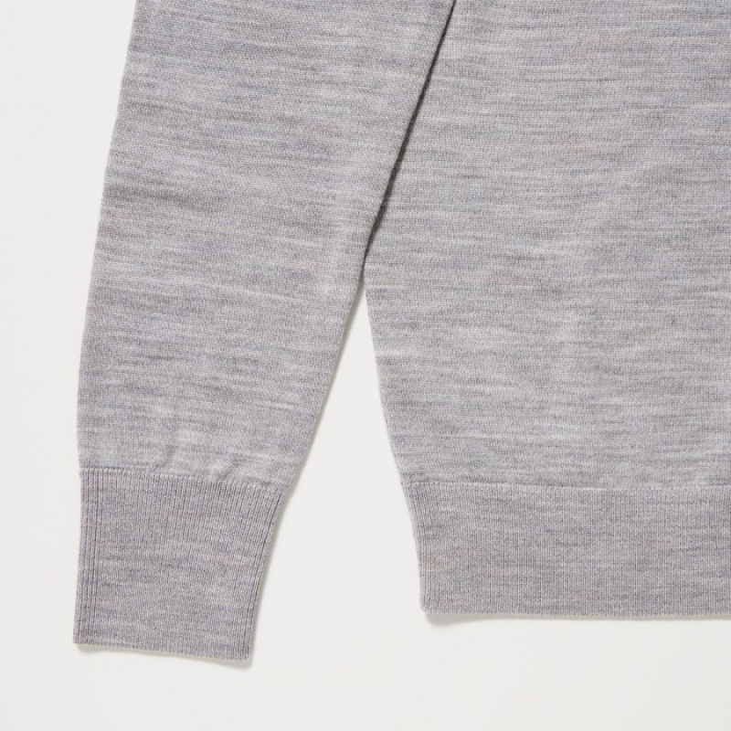 Uniqlo Extra Fine Merino Crew Neck Kofta Dam Grå | 5624301
