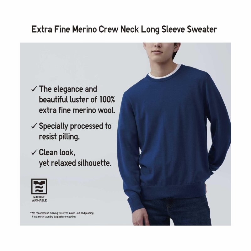 Uniqlo Extra Fine Merino Crew Neck Tröjor Herr Grå | 6601740