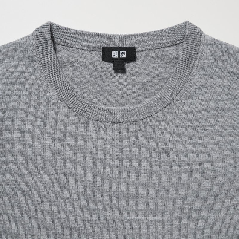 Uniqlo Extra Fine Merino Crew Neck Tröjor Herr Grå | 6601740