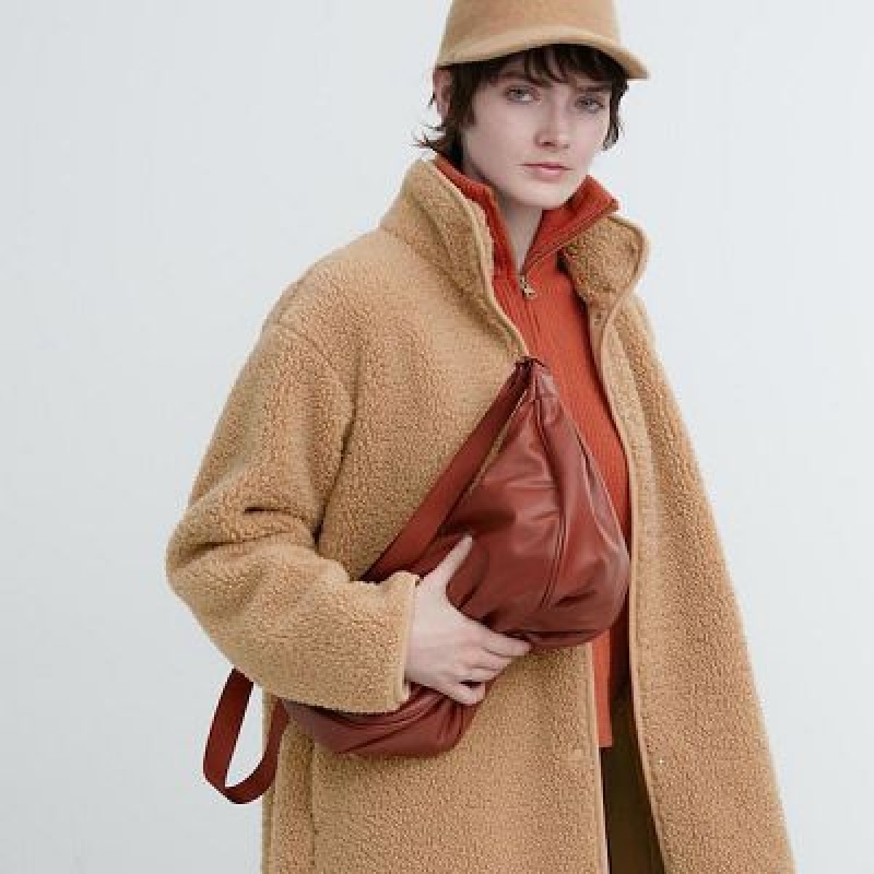 Uniqlo Faux Leather Round Crossbody Väska Dam Orange | 6678296