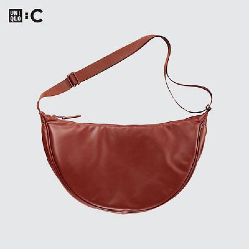 Uniqlo Faux Leather Round Crossbody Väska Dam Orange | 6678296