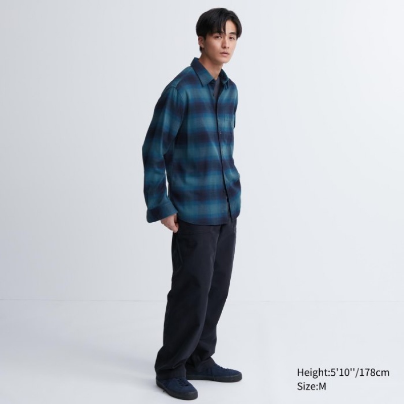 Uniqlo Flannel Checked Casual Skjorta Dam Blå | 9867053