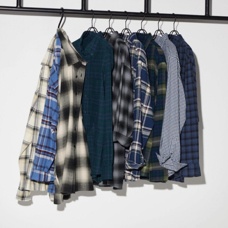 Uniqlo Flannel Checked Casual Skjorta Dam Blå | 9867053
