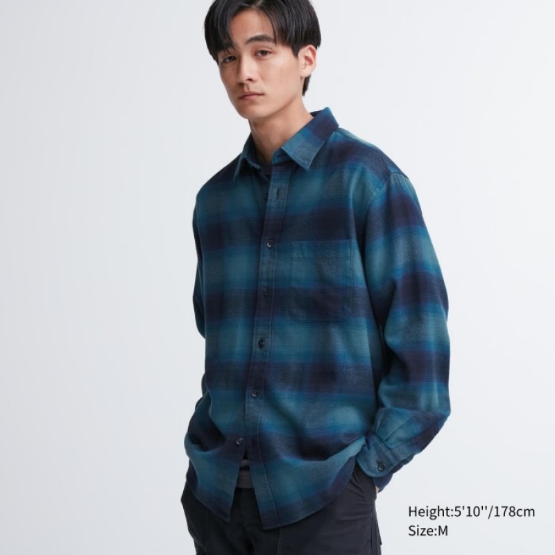 Uniqlo Flannel Checked Casual Skjorta Dam Blå | 9867053