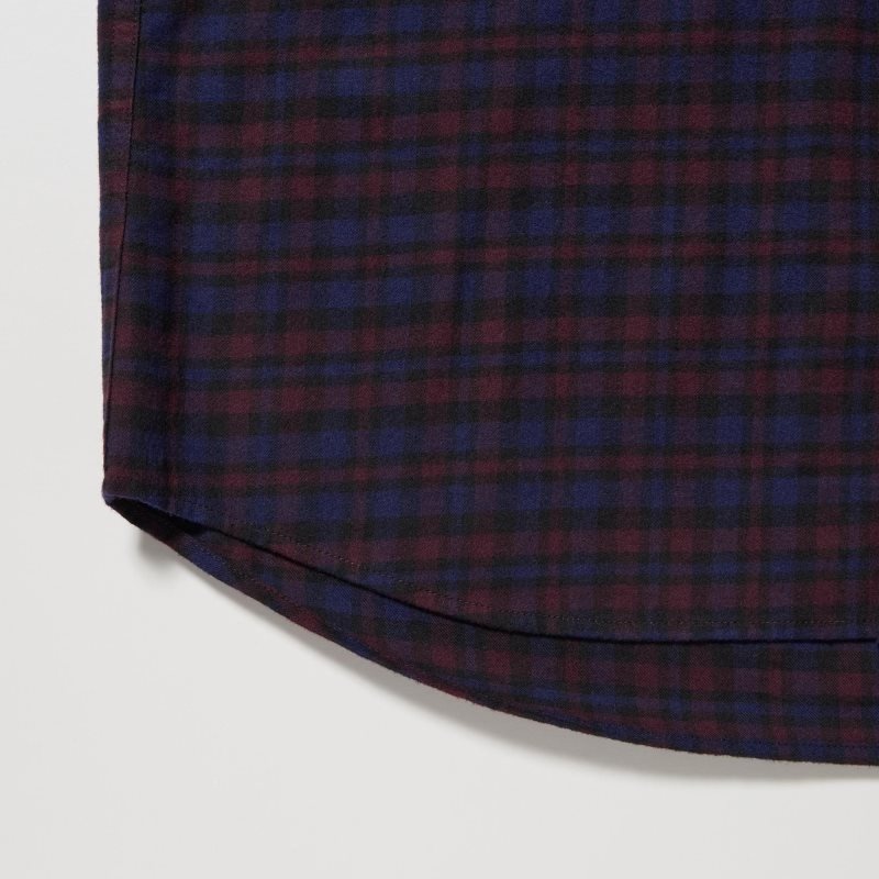 Uniqlo Flannel Checked Long Sleeve Skjorta Herr Vinröda | 9263220