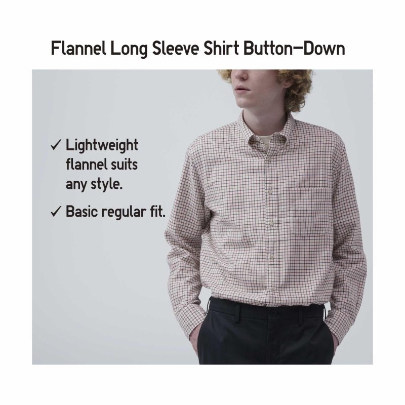 Uniqlo Flannel Checked Long Sleeve Skjorta Herr Grå | 1771247