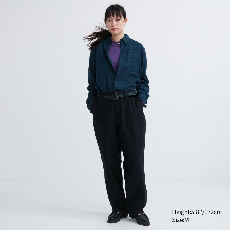 Uniqlo Flannel Checked Long Sleeve Skjorta Herr Gröna | 7758620