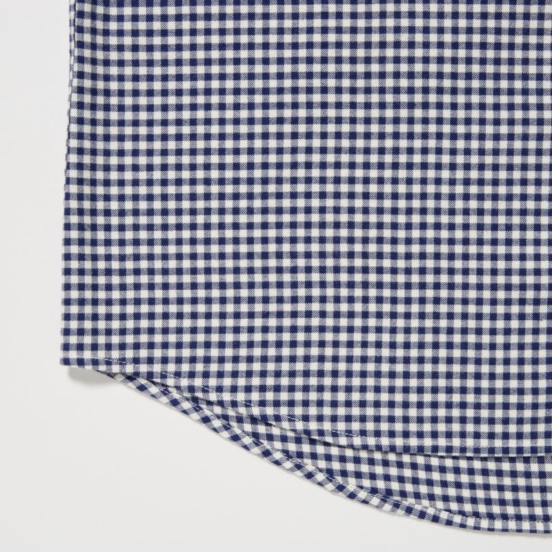 Uniqlo Flannel Checked Long-sleeve Skjorta Herr Marinblå | 8597460