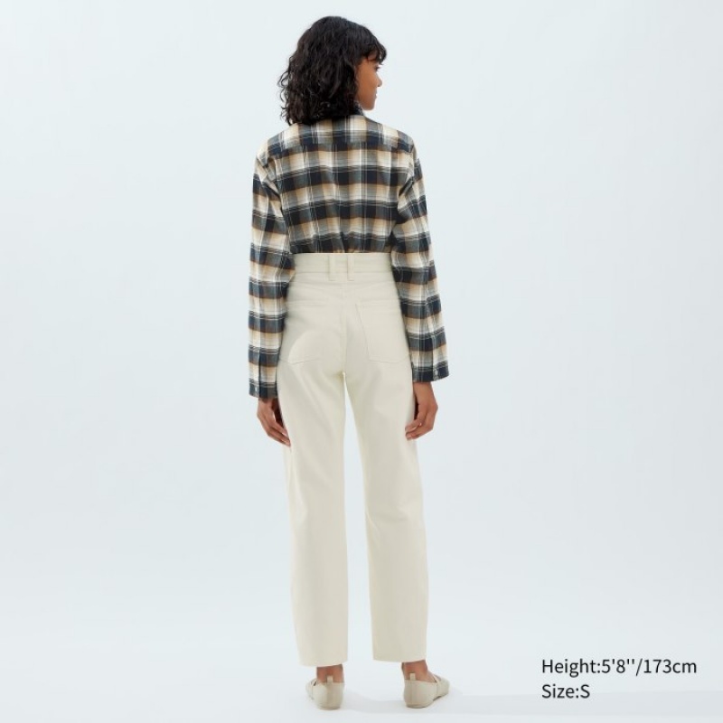 Uniqlo Flannel Long-Sleeve Skjorta Dam Beige | 3143828