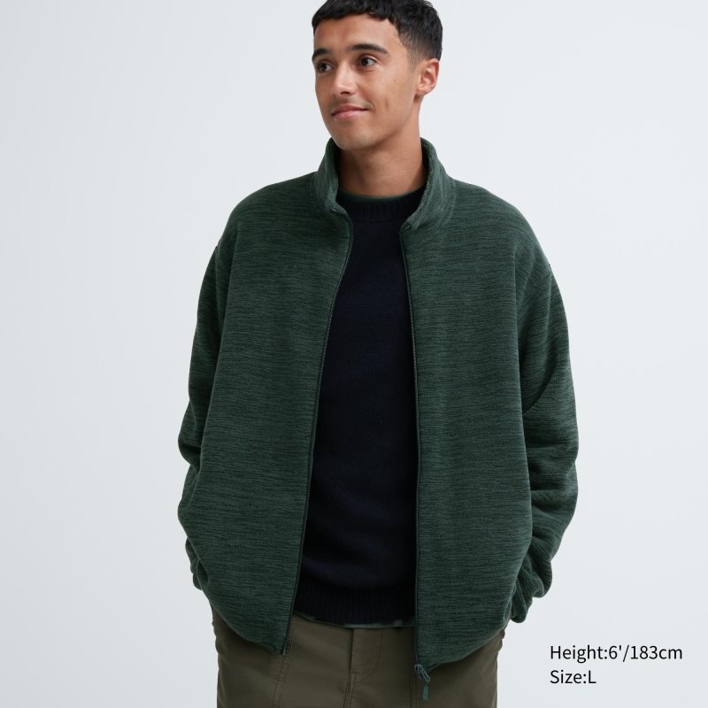 Uniqlo Fleece Full-zip Long Sleeve Jackor Herr Gröna | 2468892