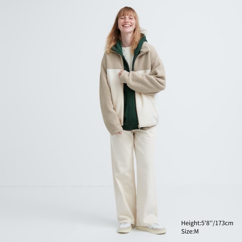 Uniqlo Fleece Long Sleeve Full-zip Jackor Herr Beige | 6493006