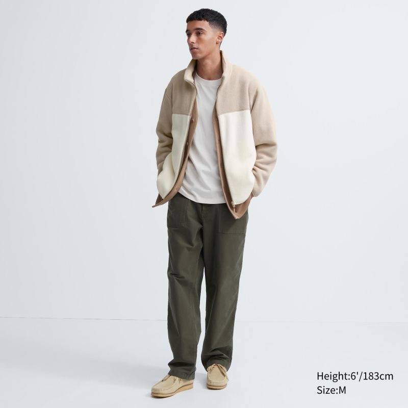 Uniqlo Fleece Long Sleeve Full-zip Jackor Herr Beige | 6493006