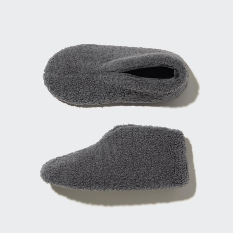 Uniqlo Fleece Room Shoes Faux Shearling Fleece Tofflor Dam Grå | 652923