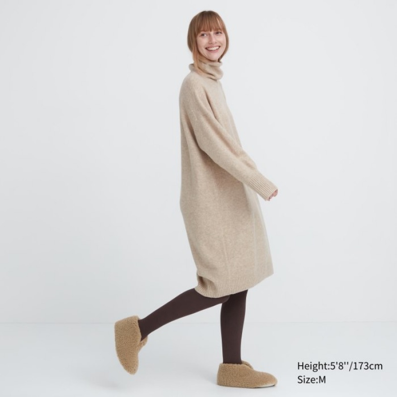 Uniqlo Fleece Room Shoes Faux Shearling Fleece Tofflor Dam Beige | 8654139