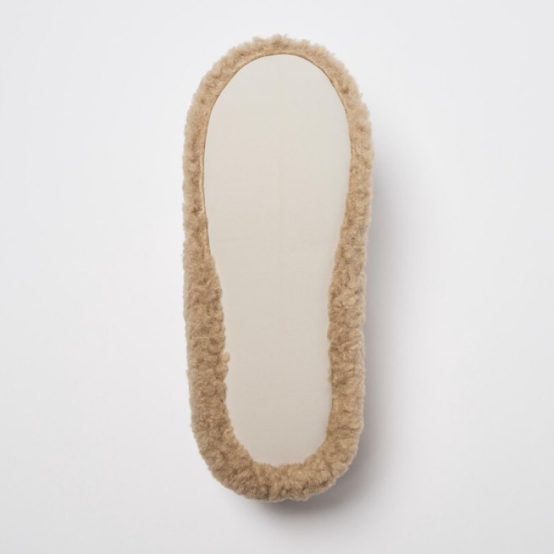 Uniqlo Fleece Room Shoes Faux Shearling Fleece Tofflor Dam Beige | 8654139
