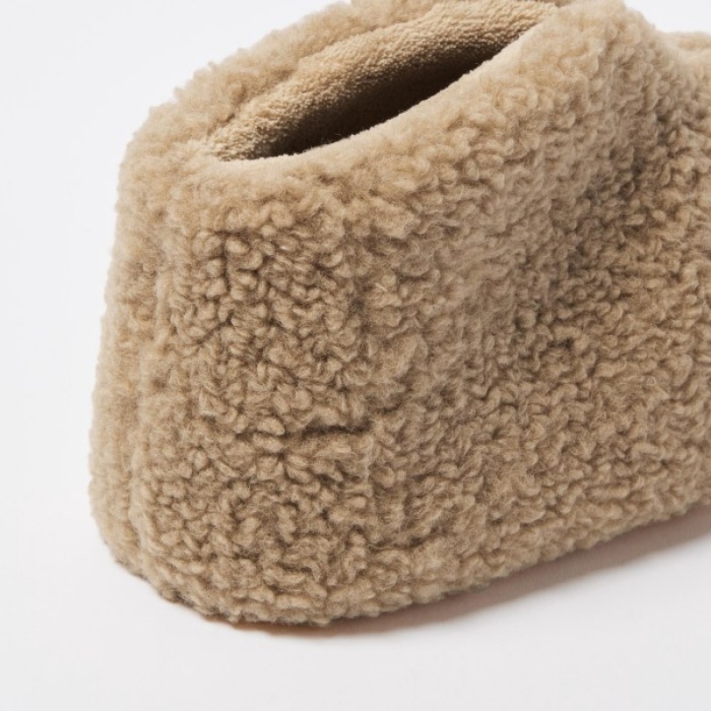 Uniqlo Fleece Room Shoes Faux Shearling Fleece Tofflor Dam Beige | 8654139