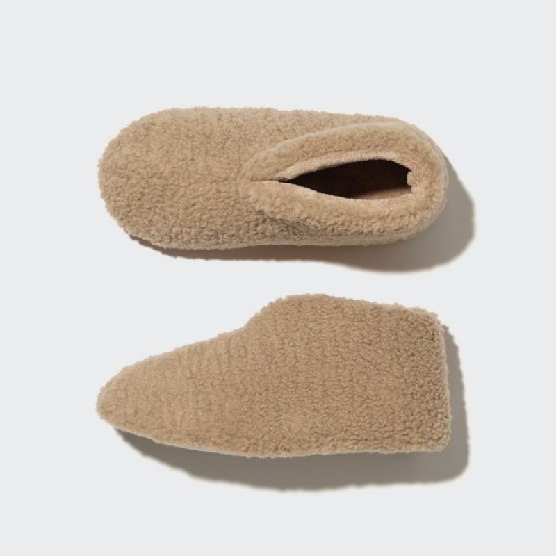 Uniqlo Fleece Room Shoes Faux Shearling Fleece Tofflor Dam Beige | 8654139