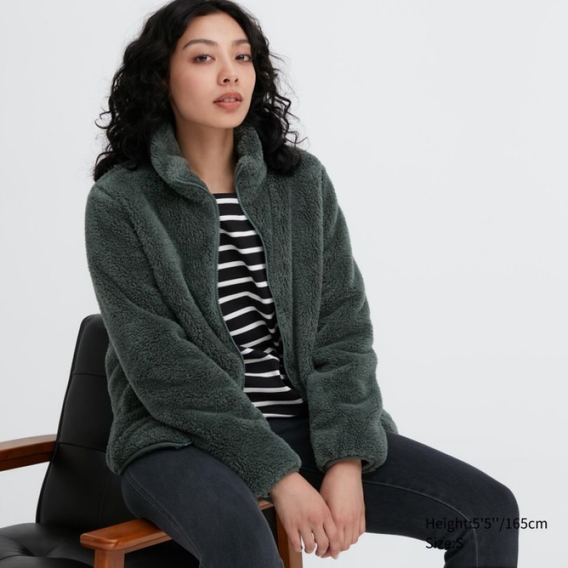 Uniqlo Fluffy Yarn Fleece Full-Zip Jackor Dam Gröna | 3884716