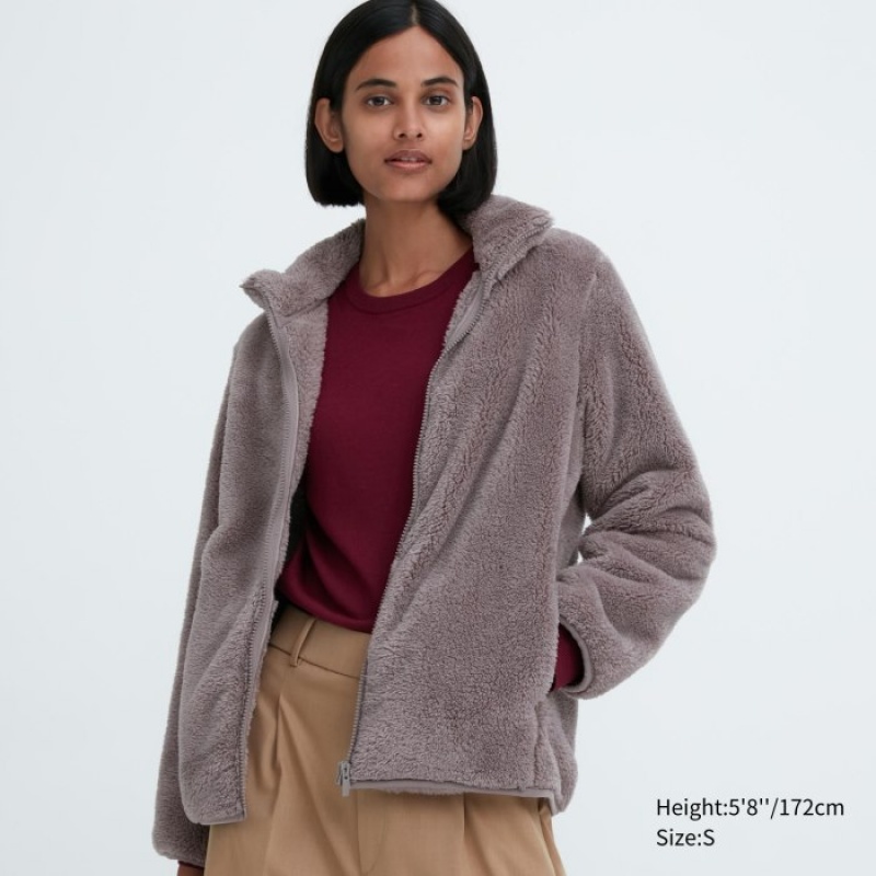 Uniqlo Fluffy Yarn Fleece Full-Zip Jackor Dam Bruna | 401438
