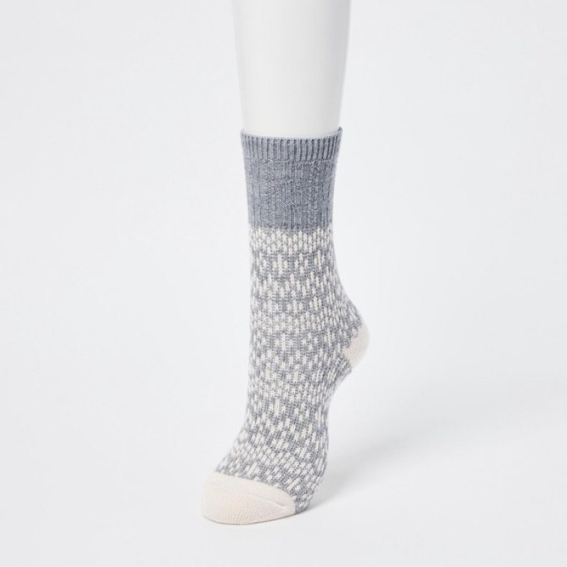 Uniqlo HEATTECH Fair Isle Strumpor Dam Grå | 63756