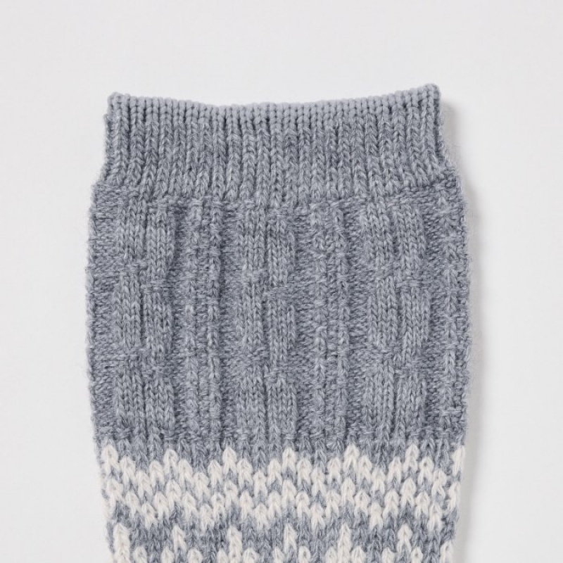 Uniqlo HEATTECH Fair Isle Strumpor Dam Grå | 63756