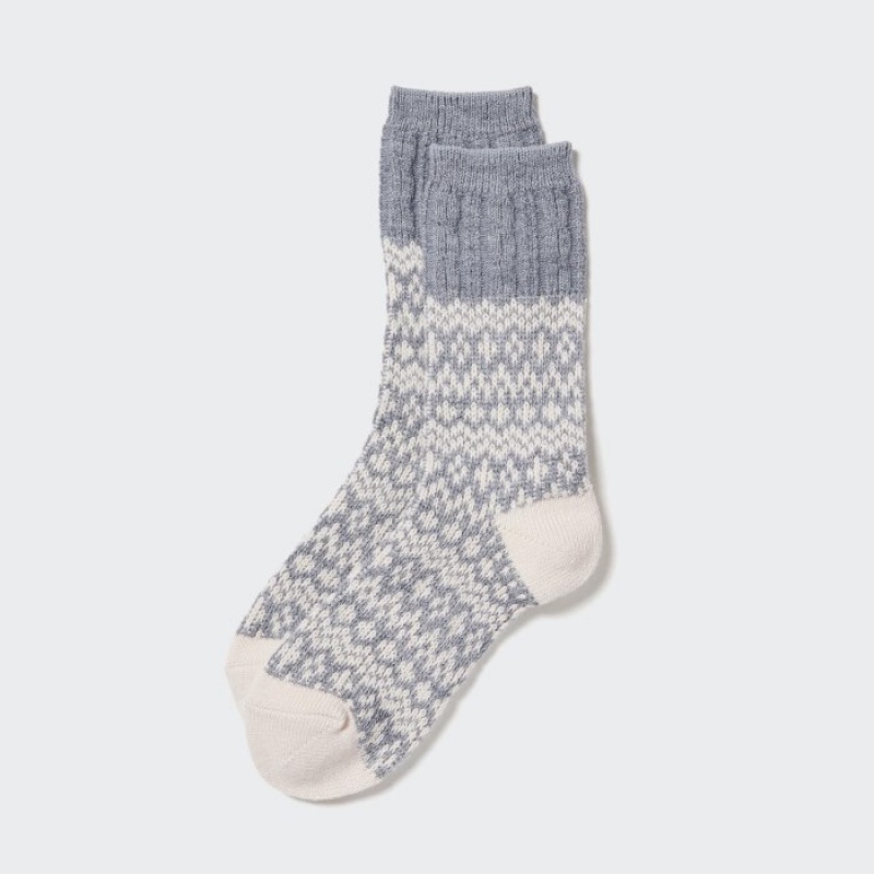 Uniqlo HEATTECH Fair Isle Strumpor Dam Grå | 63756