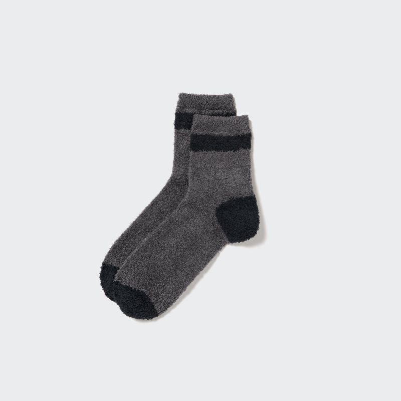 Uniqlo HEATTECH Fluffy-Lined Half Strumpor Herr Grå | 4302678