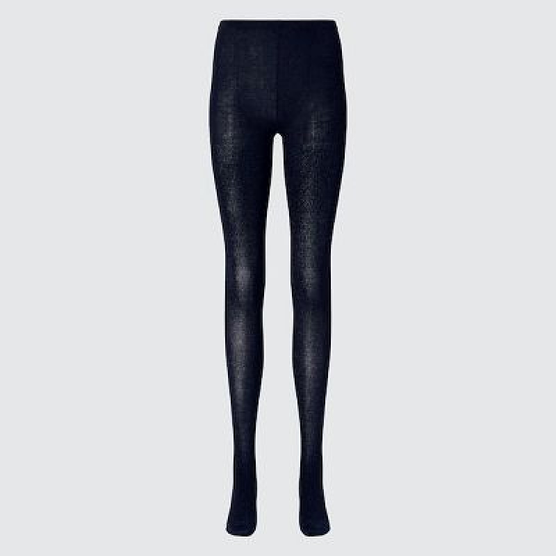 Uniqlo HEATTECH Glitter Knitted Strumpbyxor Dam Marinblå | 1421700