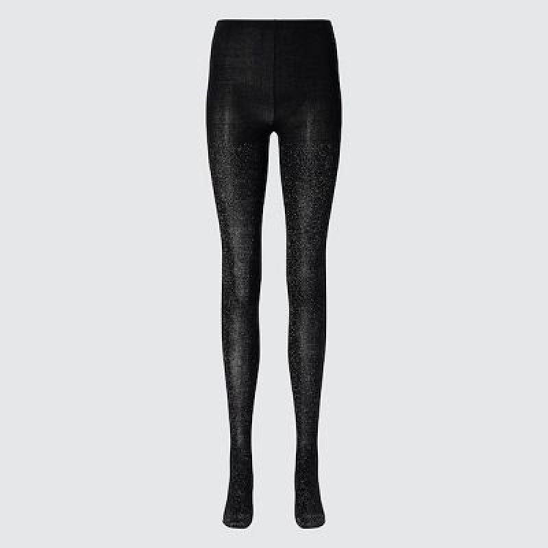 Uniqlo HEATTECH Glitter Knitted Strumpbyxor Dam Svarta | 8131871