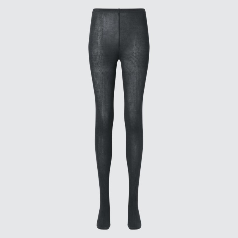 Uniqlo HEATTECH Ribbed Knitted Strumpbyxor Dam Grå | 5636287