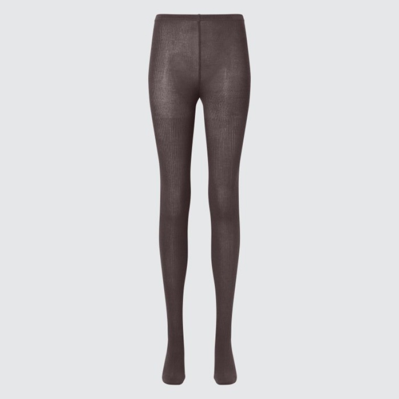 Uniqlo HEATTECH Ribbed Knitted Strumpbyxor Dam Bruna | 7211183