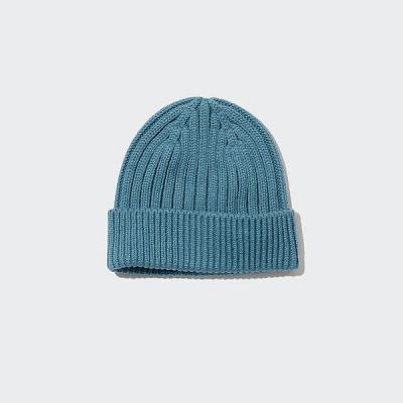 Uniqlo HEATTECH Ribbed Mössa Dam Blå | 2054363